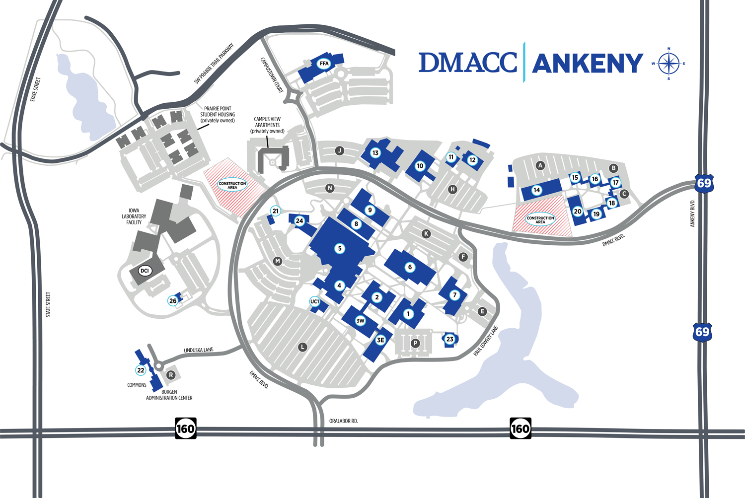 Illustrated overhead view of the Ankeny Campus