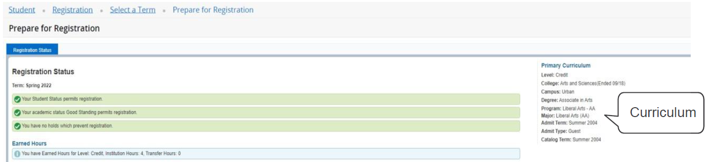 Student registration / academic status